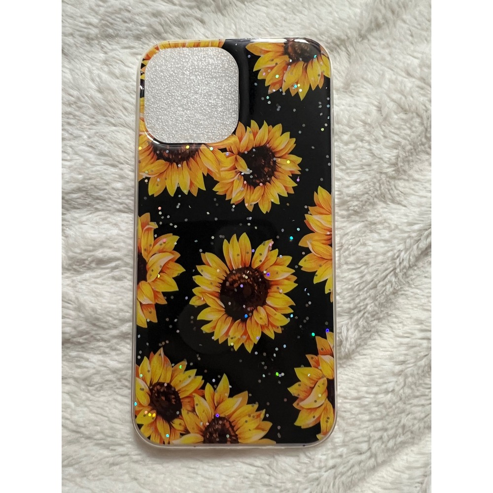 Sunflower Glitter iPhone 13 Pro Max Case‎ sun flower Floral Design Sparkle Cover